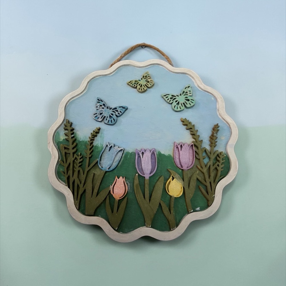 Hand-Painted Wooden Floral Wall Hanging - Multicolor select 1 - Picture 3 of 4